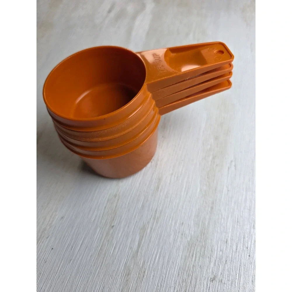 Vintage Tupperware Measuring Cup Set 4pc Burnt Orange Retro Kitchen 70s Boho